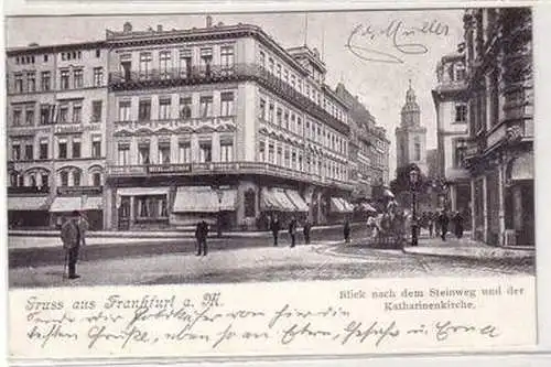 46349 Ak Gruß aus Frankfurt am Main Blick nach dem Steinweg 1900