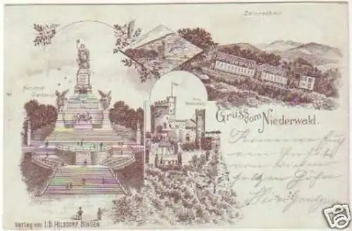 20618 Lithografie Gruss vom Niederwald 1898