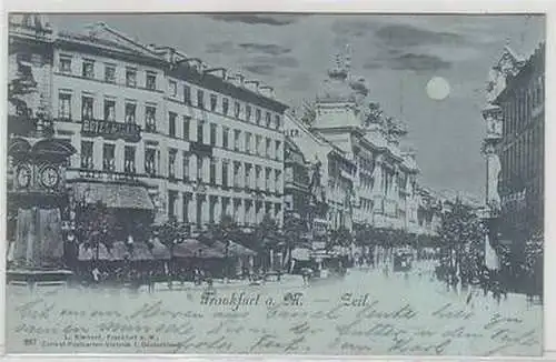 50640 Mondscheinkarte Frankfurt am Main Zeil Hotel Milani 1899