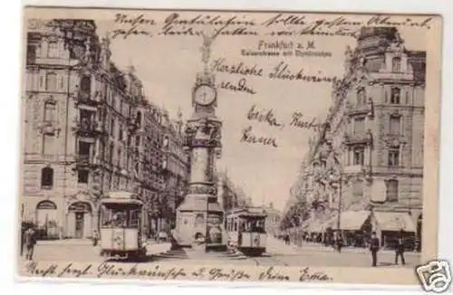 13091 Ak Frankfurt am Main Kaiserstrasse Uhrturm 1925