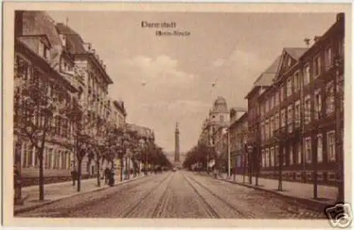 13595 Ak Darmstadt Rhein Strasse um 1920