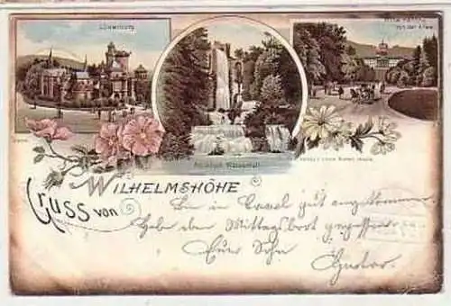 40177 Ak Lithographie Gruss von Wilhelmshöhe 1897