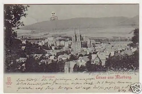 30905 Mondscheinkarte Gruss aus Marburg 1899