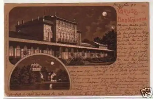 29176 Mondscheinkarte Gruss aus Bad Nauheim 1899