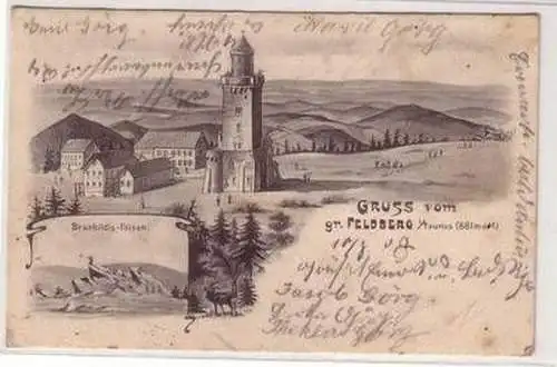 07664 Ak Gruß vom großen Feldberg im Taunus 1902