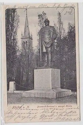 62129 Ak Höchst a.M. Bismarck Denkmal und evangelische Kirche 1907