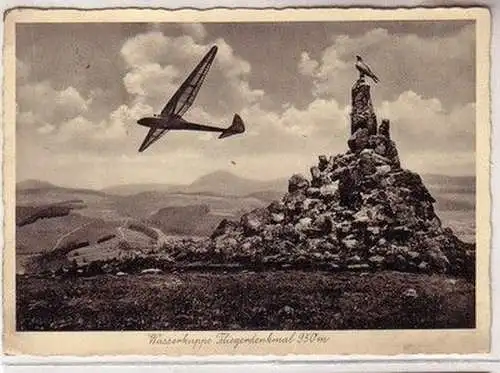 57975 Ak Segelflieger über dem Fliegerdenkmal auf der Wasserkuppe 950 m, 1936