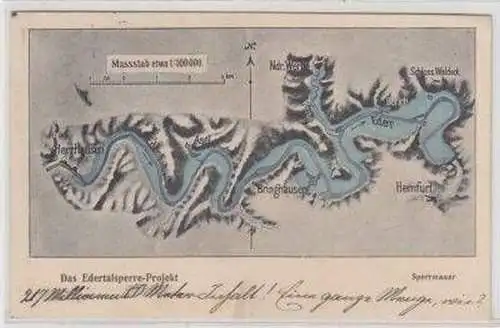 48635 Ak Das Edertalsperre Projekt Speermauer 1910