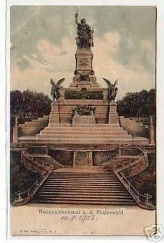 07122 Präge Ak Nationaldenkmal a.d. Niederwald 1903