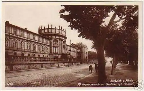 07964 Ak Biebrich am Rhein Rheinpromenade um 1940