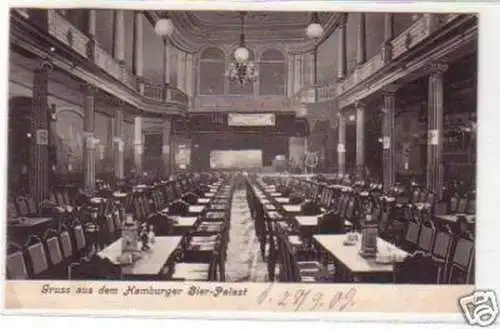 34182 Ak Gruss aus dem Hamburger Bier-Palast 1909