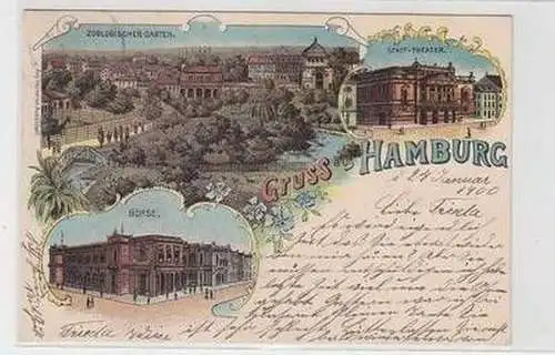 51586 Ak Lithographie Gruss aus Hamburg 1900