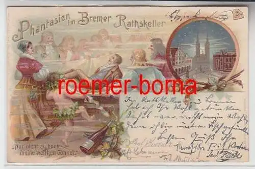 78847 Ak Lithographie Phantasien im Bremer Rathskeller 1908