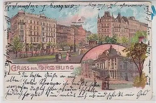 53746 Ak Lithographie Gruß aus Hamburg Hansa Theater Schauspielhaus 1903