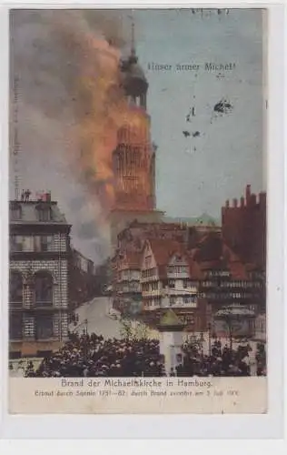 92118 Ak Brand der Michaeliskirche in Hamburg 3. Juli 1906