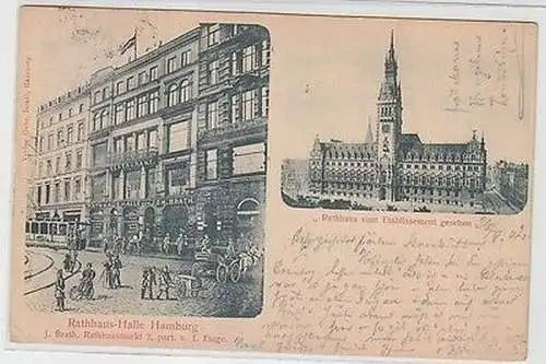 64077 Mehrbild Ak Hamburg Restaurant Rathaus Halle 1902