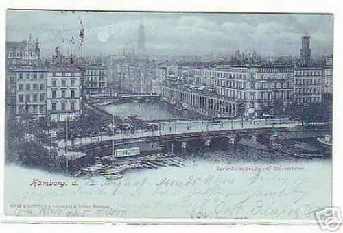 08785 Mondscheinkarte Hamburg Reesendammbrücke 1898