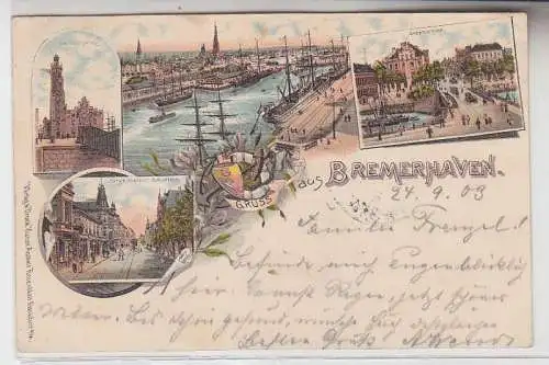 66971 Ak Lithographie Gruß aus Bremerhaven 1903