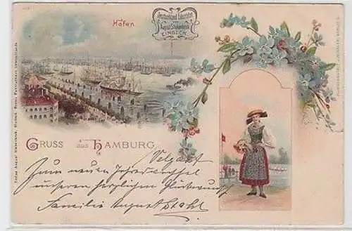 43940 Fahrrad Reklame Ak Lithographie Gruss aus Hamburg 1904