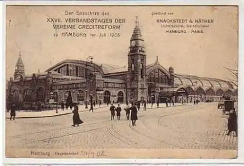 36016 Ak Hamburg Hauptbahnhof 27. Verbandstag 1908