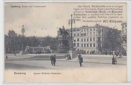 37988 Reklame Ak Hamburg Kaiser Wilhelm Denkmal 1906