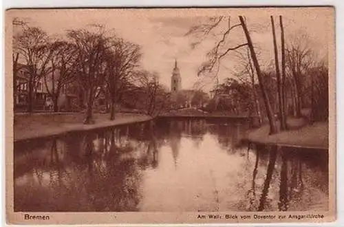 67743 Ak Bremen am Wall Blick vom Doventor zur Ansgariikirche um 1930