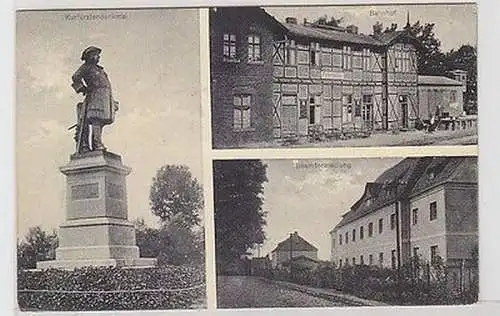 63507 Mehrbild Ak Fehrbellin Kurfürstendenkmal, Bahnhof, Beamtensiedlung 1940