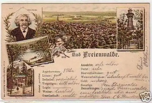 24904 Ak Lithographie Gruss aus Bad Freienwalde 1897