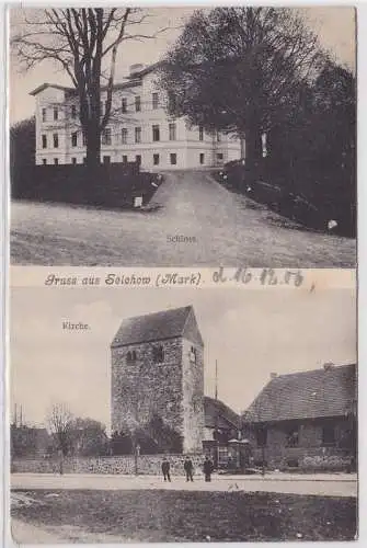 93115 Mehrbild Ak Gruß aus Selchow (Mark) Schloss, Kirche 1908