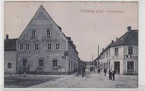 64344 Ak Mühlberg (Elbe) Herrenstraße Hotel zum Kronprinz und Colonialwaren 1933