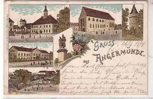 42946 Ak Lithographie Gruß aus Angermünde 1899