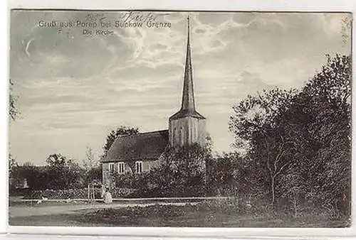 51529 Ak Gruß aus Porep bei Suckow Grenze die Kirche 1917