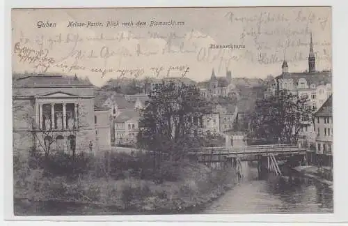 71756 Ak Guben (poln. Gubin), Neisse-Partie, Blick nach dem Bismarckturm, 1903