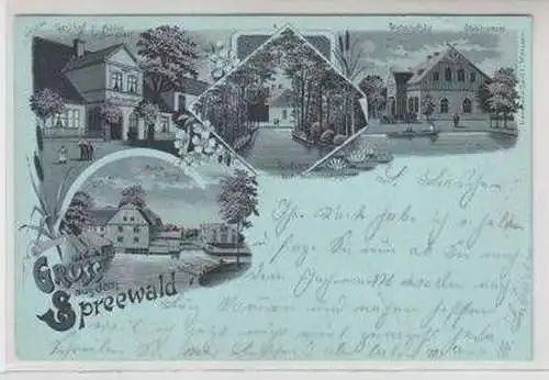 49856 Mondscheinkarte Gruß aus dem Spreewald 1899