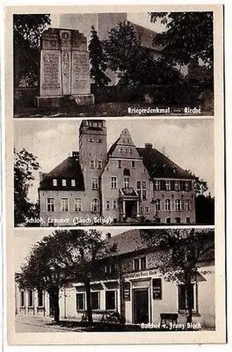 60590 Mehrbild Ak Jauch Belzig Kriegerdenkmal, Schloß, Gasthof um 1940