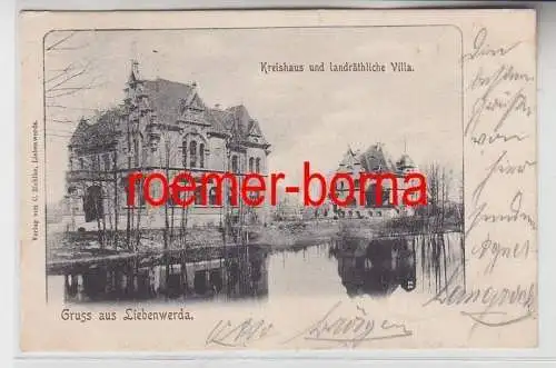 72328 Ak Gruss aus Liebenwerda Kreishaus und landräthliche Villa 1902