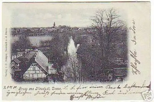 07505 Mondscheinkarte Gruß aus Neustadt Dosse 1901