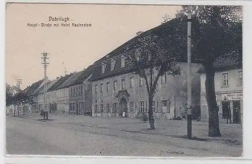 63818 Ak Dobrilugk Doberlug-Kirchhain Hauptstraße mit Hotel Rautenstock um 1910