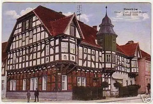 07476 Ak Beeskow Hotel "Zum grünen Baum" 1913