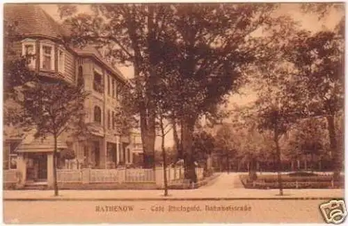 23480 Ak Rathenow Café Rheingold Bahnhofstraße 1914