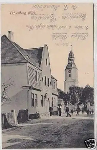 34886 Ak Fichtenberg (Elbe) Postagentur u. Kirche 1912