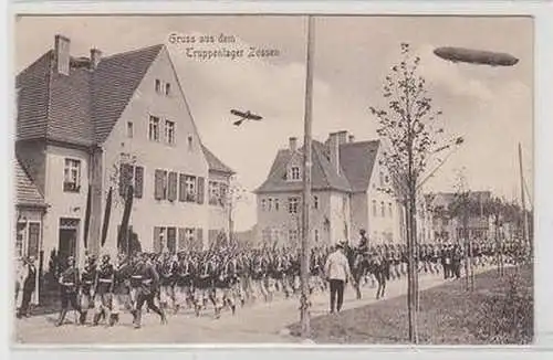 56036 Feldpost Ak Gruß aus dem Truppenlager Zossen mit Zeppelin 1916