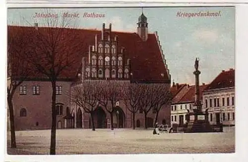 36720 ak Jüterbog Markt, Rathaus & Kriegerdenkmal 1909