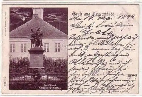 49227 Ak Gruß aus Angermünde Kaiser-Krieger-Denkmal 1899