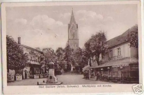 15321 Ak Bad Buckow Marktplatz mit Kirche 1935