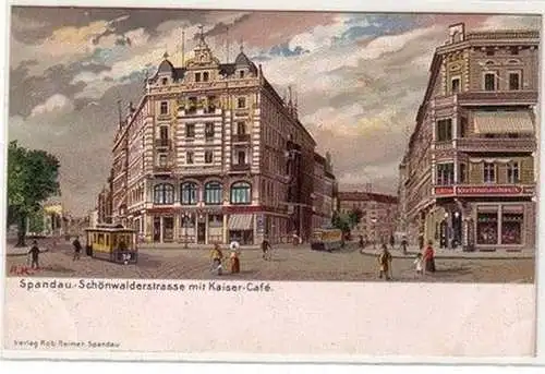 59794 Ak Spandau Schönwalderstrasse mit Kaiser Café um 1910