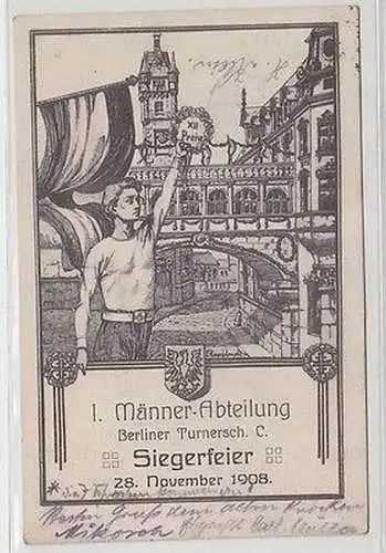 66562 Ak Berliner Turnerschaft 1. Männer Abteilung Siegerfeier 28. November 1908