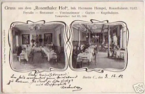 02191 Ak Gruß aus dem "Rosenthaler Hof" Berlin 1902