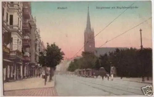 09029 Ak Rixdorf Bergstraße mit Magdalenenkirche 1909