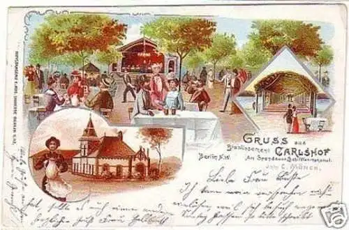 23741 Ak Lithographie Gruss aus Carlshof 1902